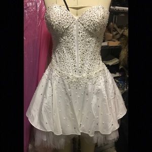 White fully beaded dress